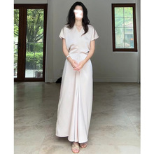 8101香槟色醋酸缎面连衣裙女夏季新款气质高端精致高级感法式长裙