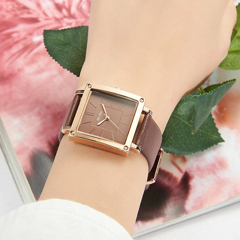 dinuo方形女士皮带手表谛诺时尚简约气质防水学生手表腕表女5715