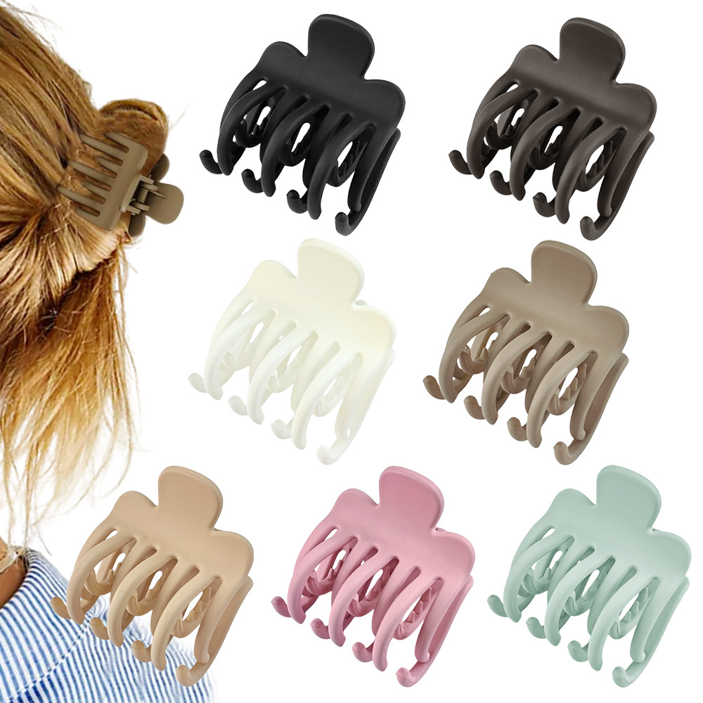 cross-border all-match hair accessories women‘s high ponytail hair clip small size double-layer frosted grip updo bun head head clip