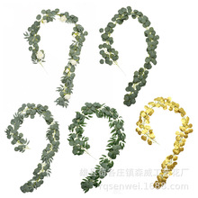 亚马逊绿叶仿真藤条藤蔓婚礼装饰桉树圆叶缠绕尤加利叶藤条藤蔓