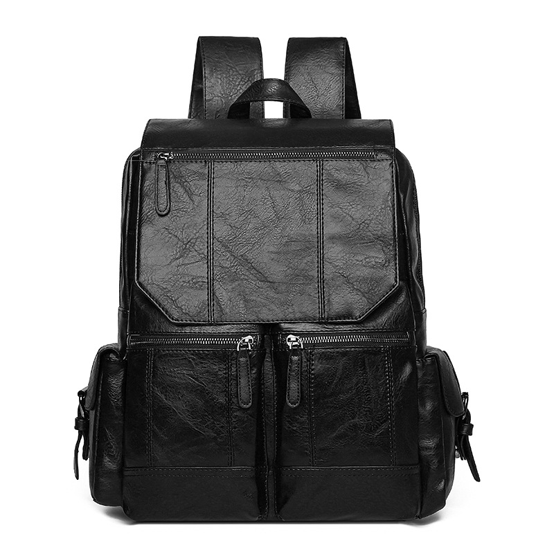 Quality Men's Bag New Fashion Casual Backpack Men's Large Capacity Computer Bag PU Leather Schoolbag One Piece Dropshipping
