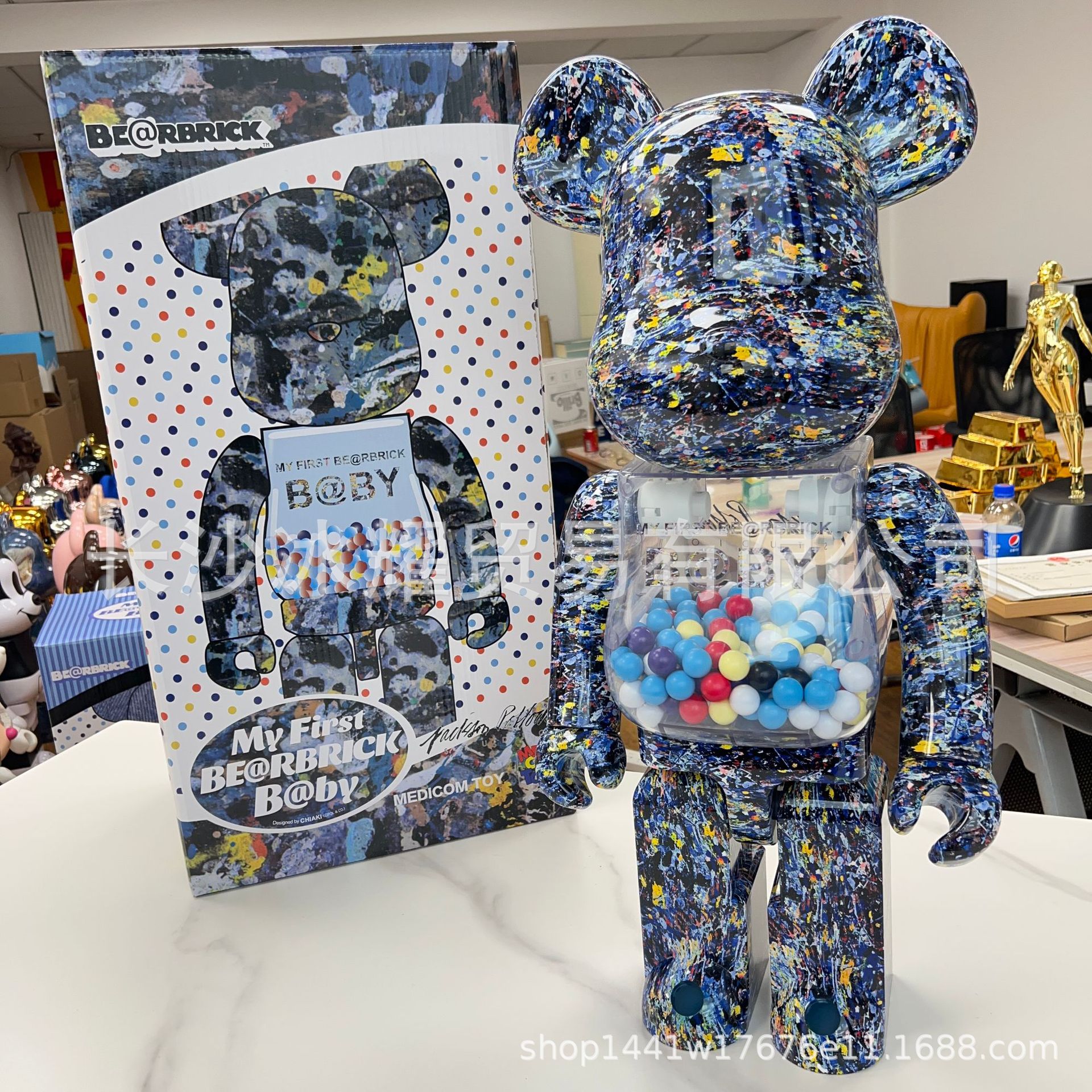 bearbrick jackson1000%杰克逊波洛克泼墨千秋暴力熊摆件潮玩装饰
