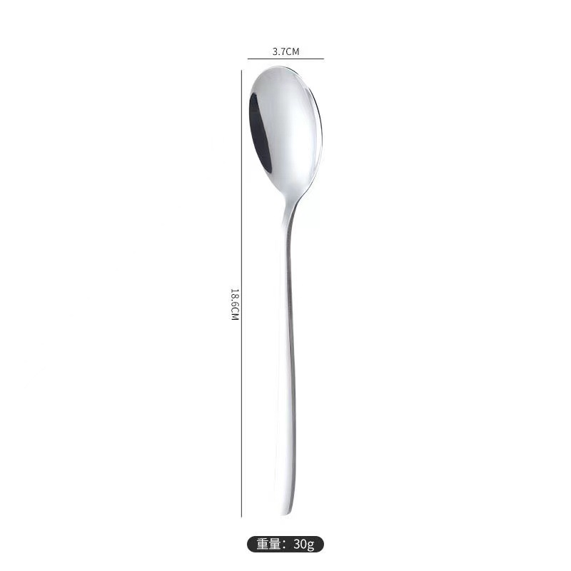 304 Stainless Steel Spoon Korean Dessert Spoon Fork Coffee Long Handle Stirring Household Spoon Factory Wholesale Can Be Customized Logo