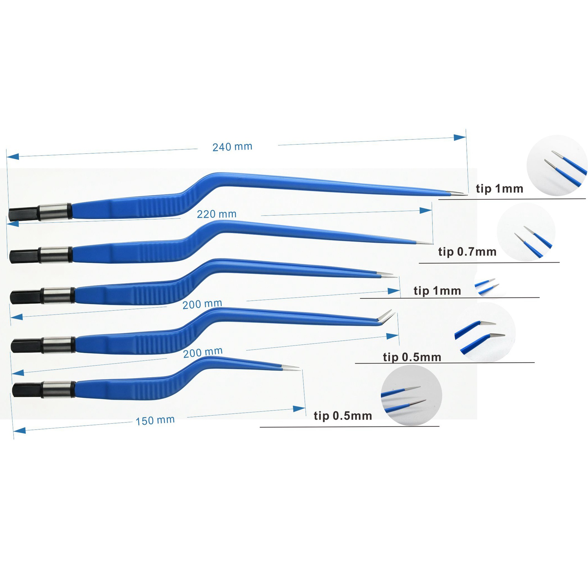 高频手术电极电凝镊双极凝镊手术镊高频电刀配件长度