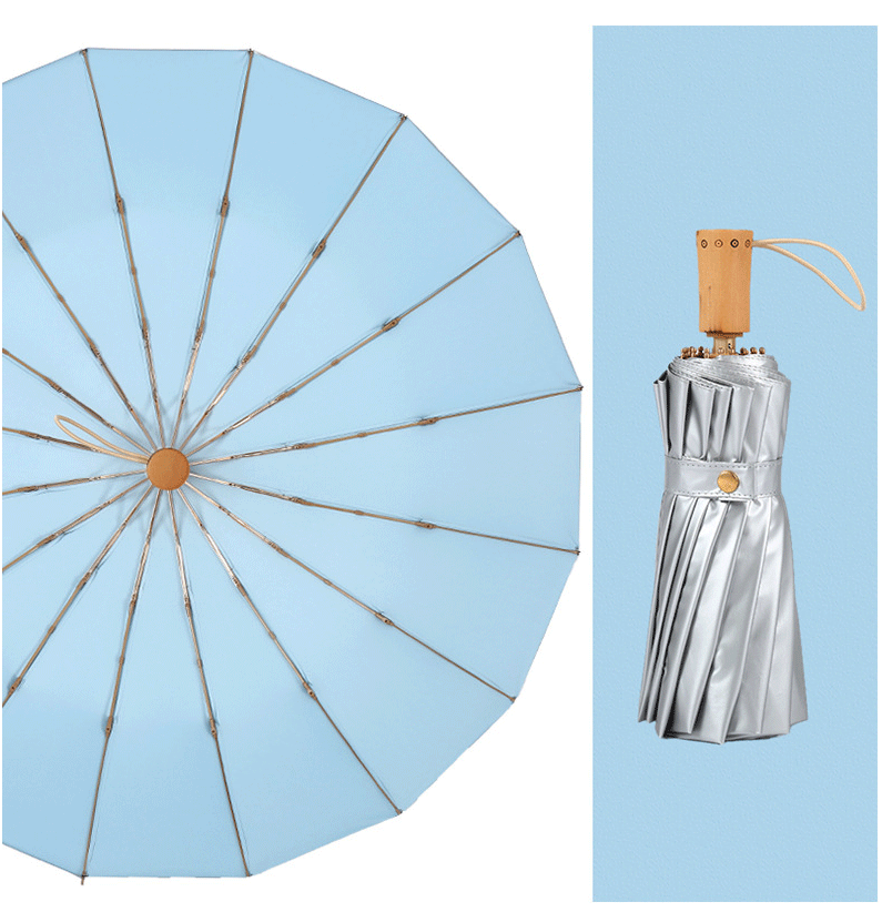 新款雨伞,很多朋友没有见过这样的款式,16骨可以折叠的雨伞,卷起来比