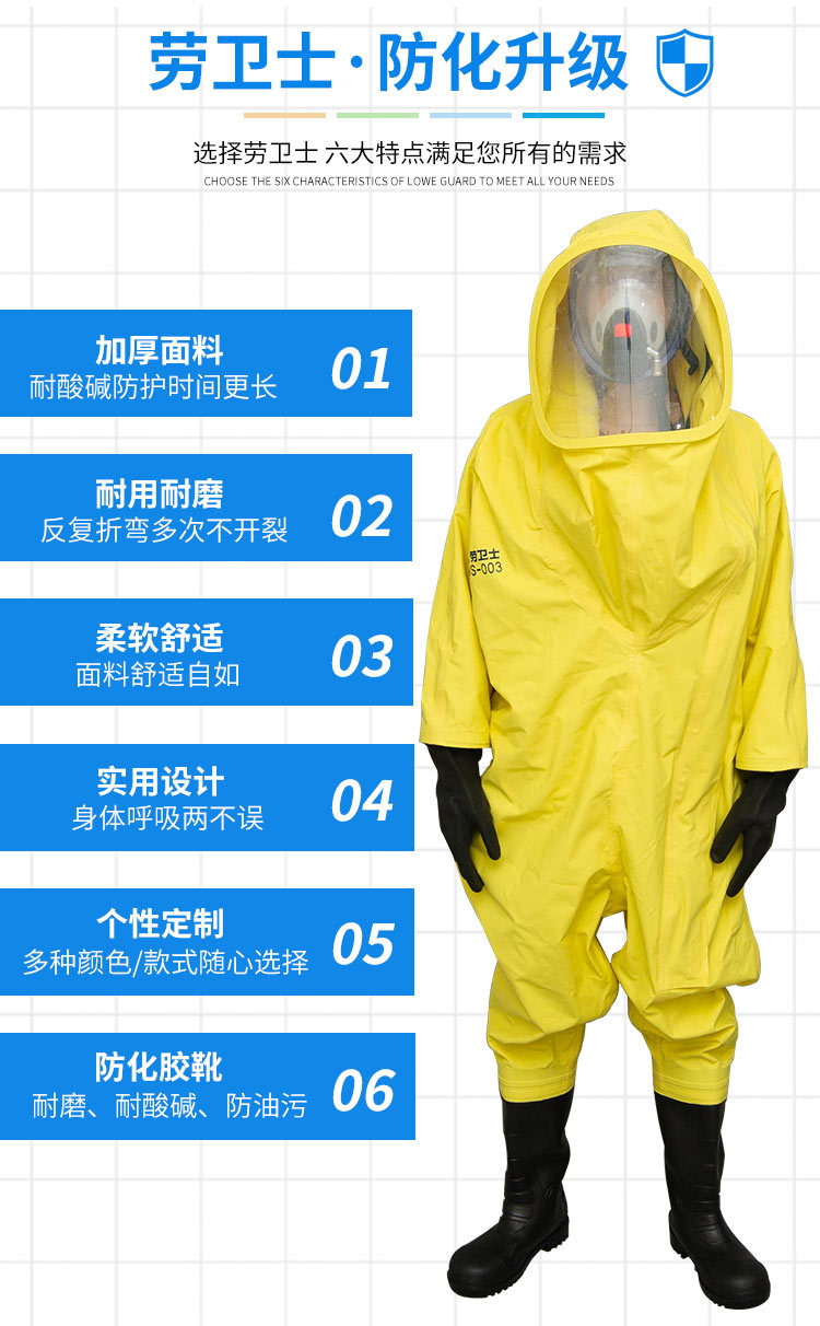 劳卫士fhlws-004重型防化服全封闭连体防酸碱防护服化工厂防化服