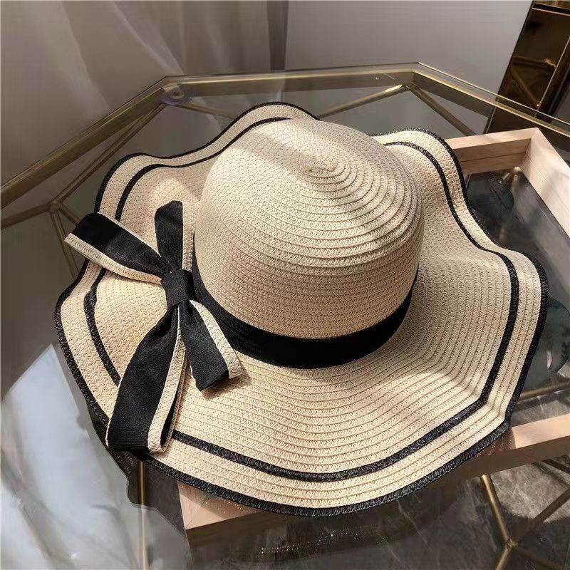 New Straw Hat Women's Summer Beach Hat Seaside Sun Protection Korean Style Face Cover Travel Vacation All-Match Sun Hat Cool Hat