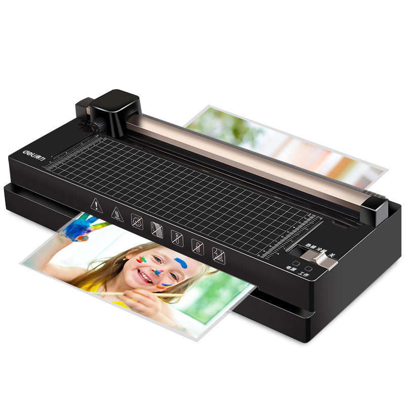 得力14377照片过塑机多功能带裁纸刀塑封机a3/a4办公家用相片热塑