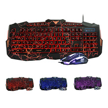 专柜正品 有线v100机械战甲爆裂纹版 三色光游戏办公鼠标键盘套装