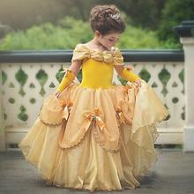 女童礼服公主裙cos贝儿公主贝尔cosplay万圣裙子圣诞小女孩连衣裙