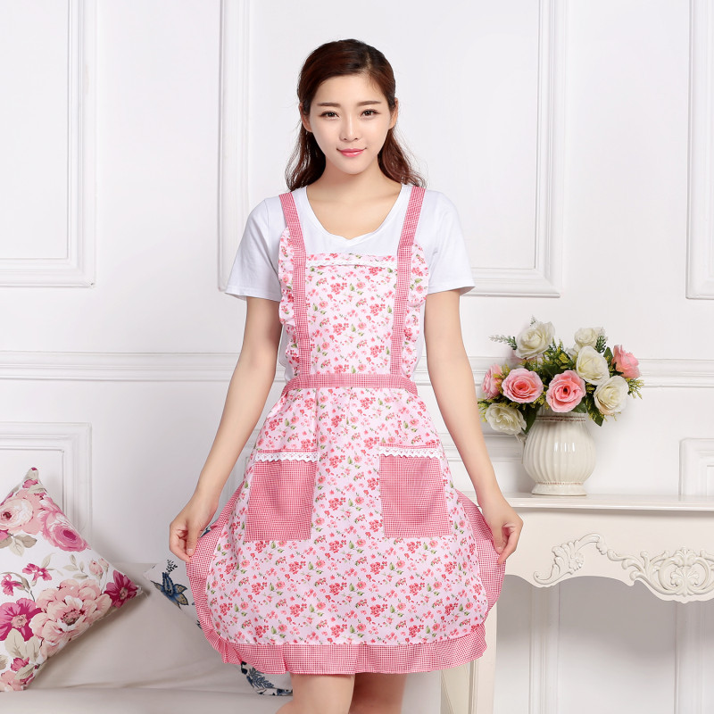 Apron Manufacturer Korean Style Household Kitchen Sleeveless Double Layer Princess Thickened Waterproof Apron Customized Printing Wholesale Advertising Apron