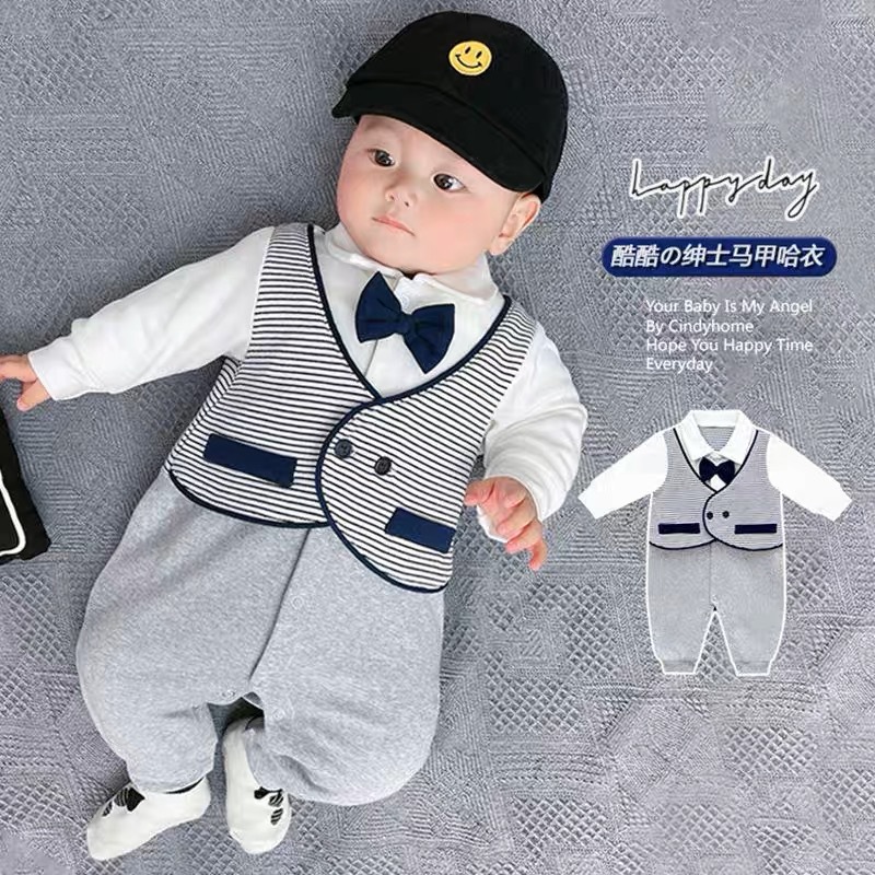 Baby Jumpsuit Spring and Autumn Newborn Long-Sleeved Men's and Women's Baby Cartoon Suit Spring Children Clothes Romper