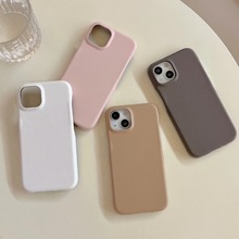 纯色小羊皮适用苹果14pro max手机壳皮质iPhone11新款13简约12批