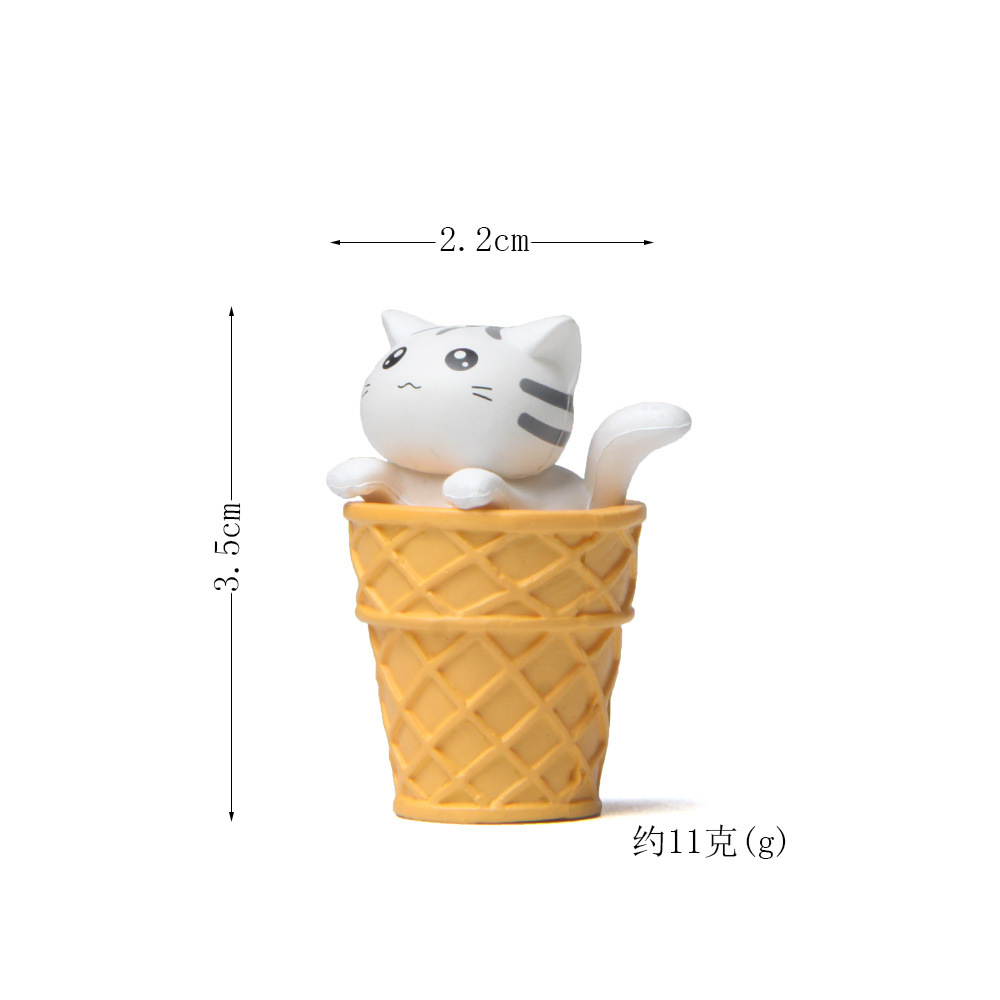 Food Series 4 Ice Cream Cat Kitten Micro Landscape Gardening Landscaping Doll Creative Desktop Decoration Doll