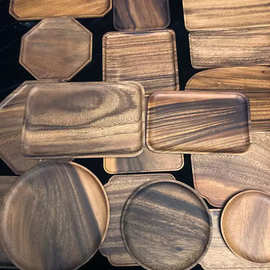 日式胡桃木托盘碟子点心盘长方形木质相思木实木圆盘干泡台茶盘