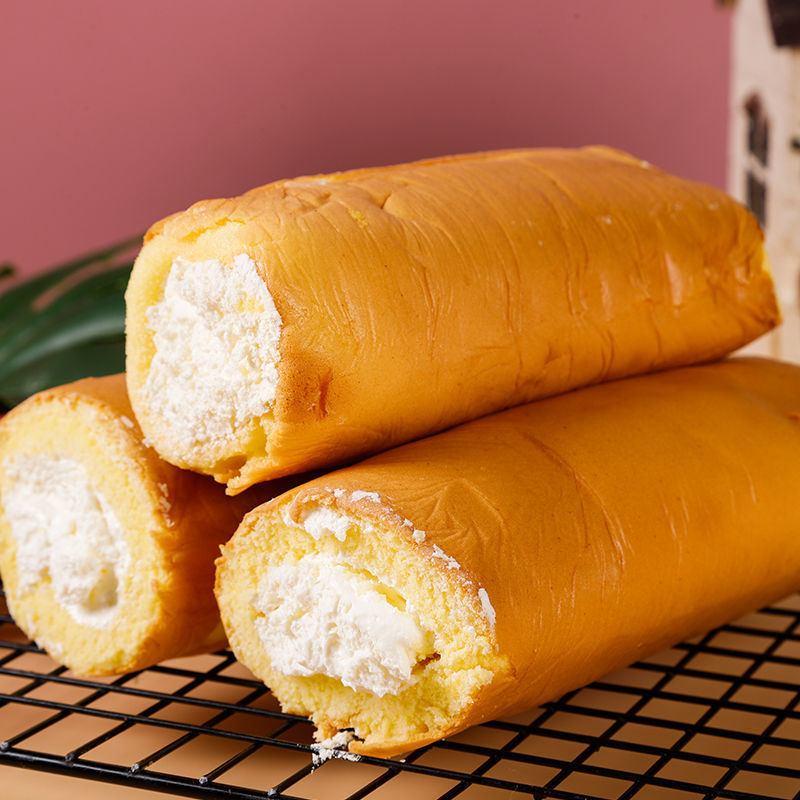 奶油卷蛋糕童年奶油卷老式奶油卷网红夹心爆浆蛋糕瑞士卷泡芙零食