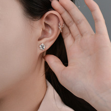 天银S999足银复古做旧花朵耳钉气质高级感哑光耳环新款个性耳饰女