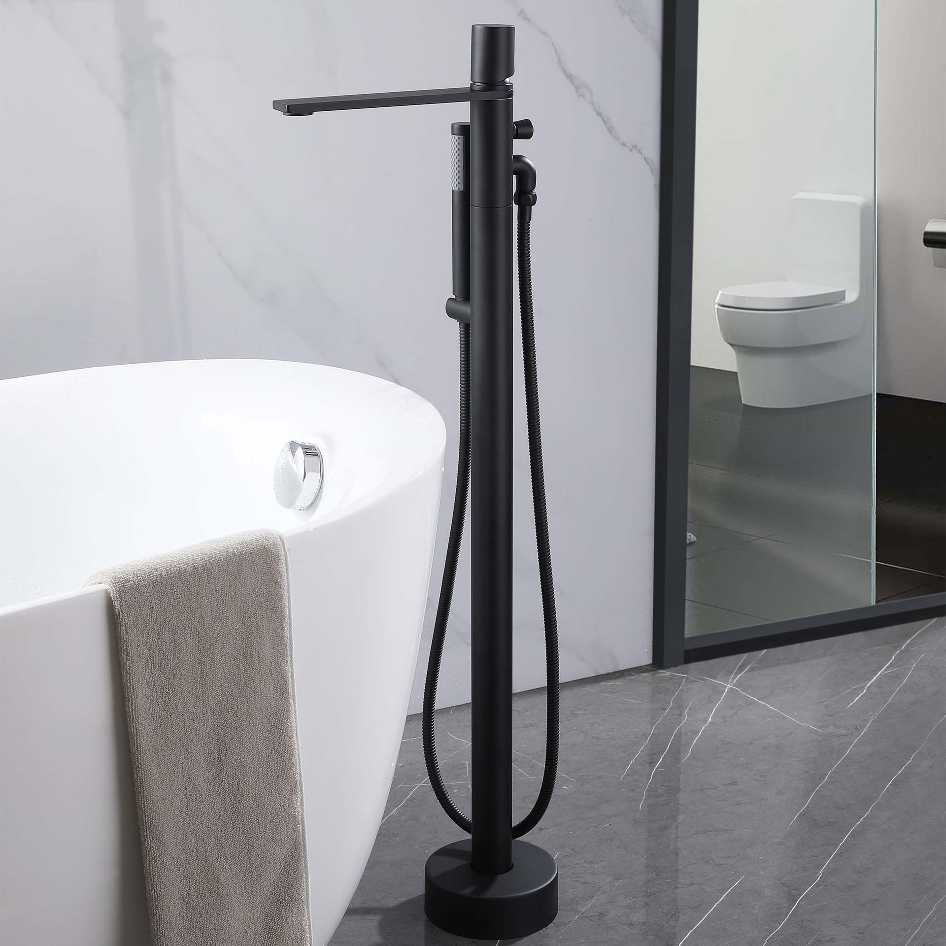 酒店家用黑色落地浴缸龙头全铜冷热两用浴缸边水龙头批发-阿里巴巴