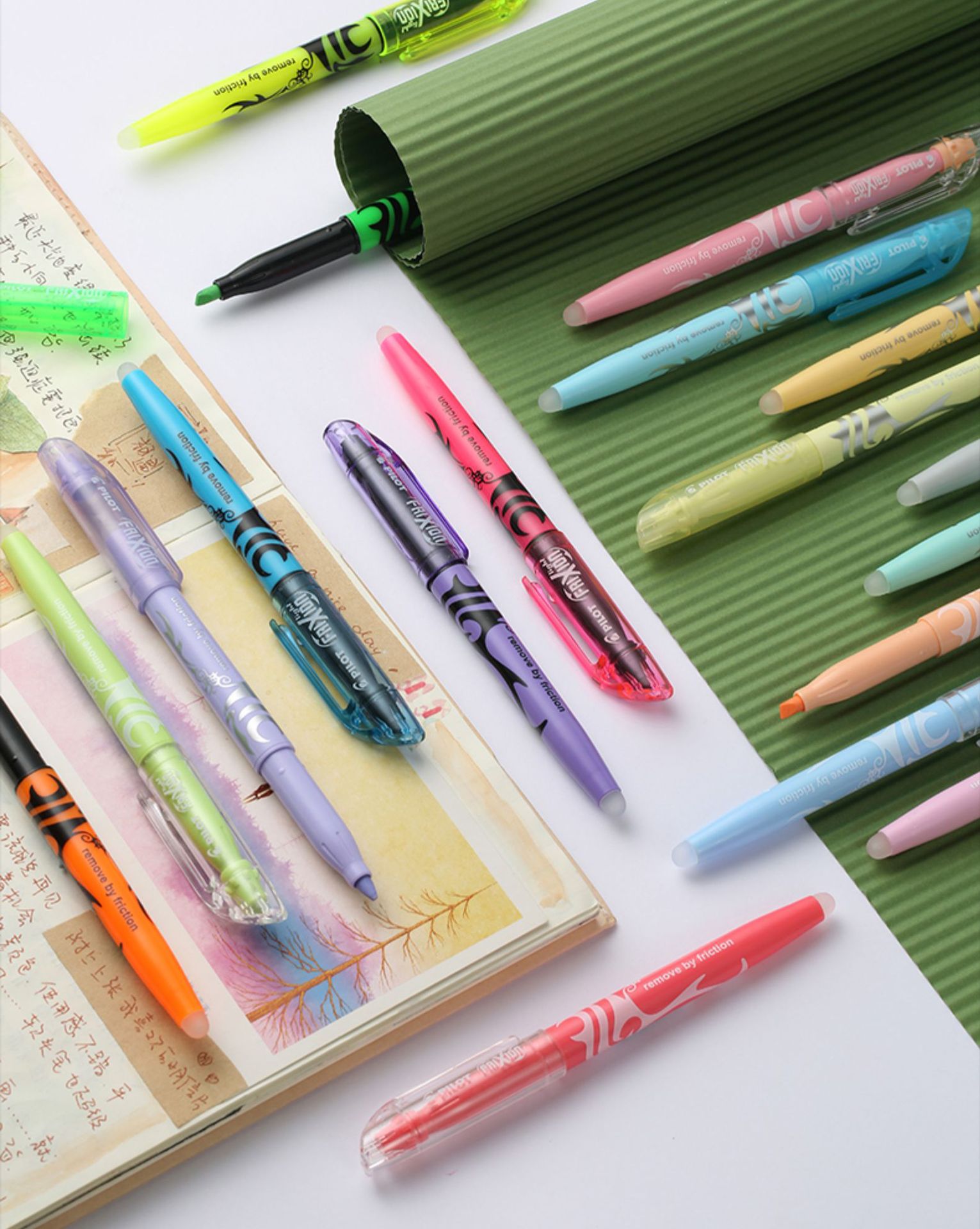 日本百乐sw-fl可擦荧光笔标记笔淡色学生柔光不伤眼划重点记号笔