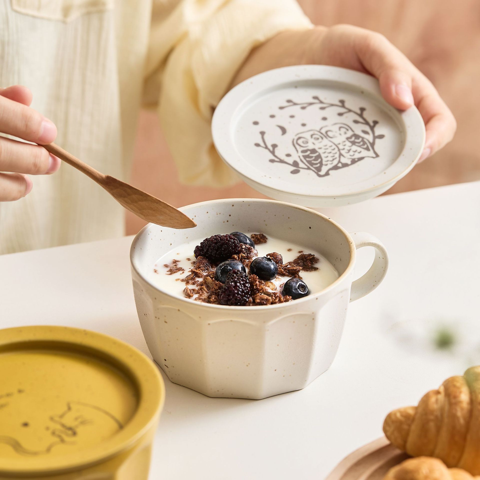 日式复古马克杯早餐杯燕麦杯创意宽口杯家用牛奶杯陶瓷咖啡杯汤杯
