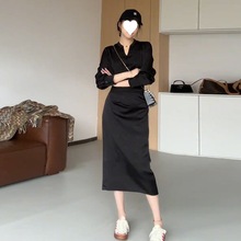 黑色旗袍新中式国风连衣裙子女早春季2024新款小个子气质包臀长裙