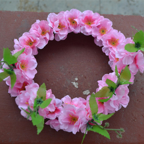 仿真桃花樱花花环 婚庆 节庆 春游道具 新娘头饰 地摊货源 厂家