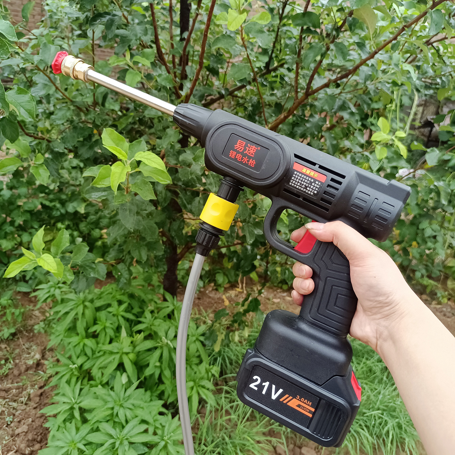 新品易速锂电水枪家用便携式洗车机无线高压洗车水枪农用打药喷枪