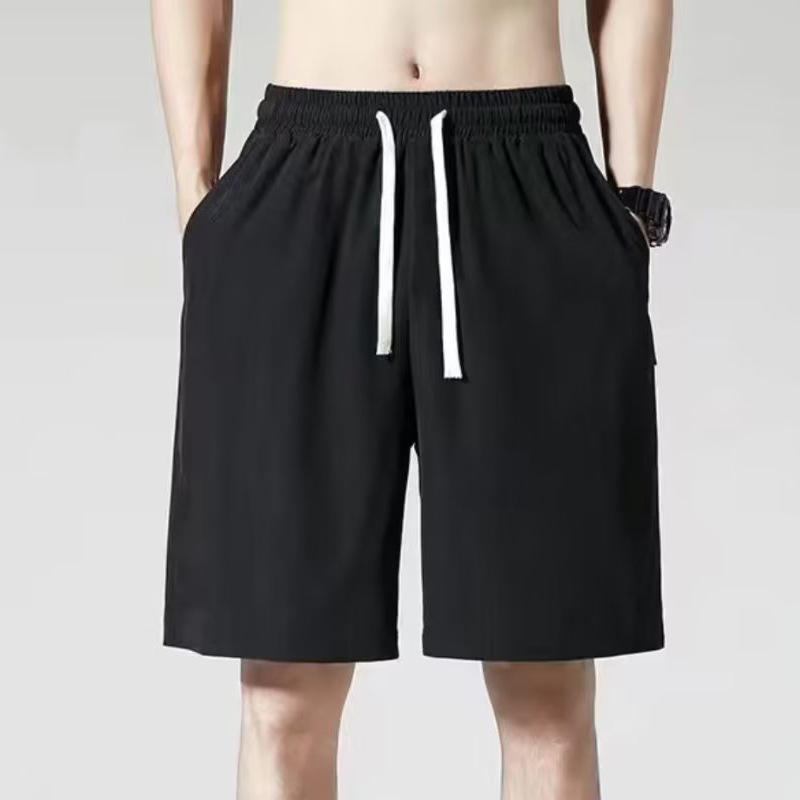 Shirt Less Clothing Fifth Pants Men's Summer Thin Hong Kong Style Loose plus Size Outer Wear Large Trunks Ice Silk Sports Shorts