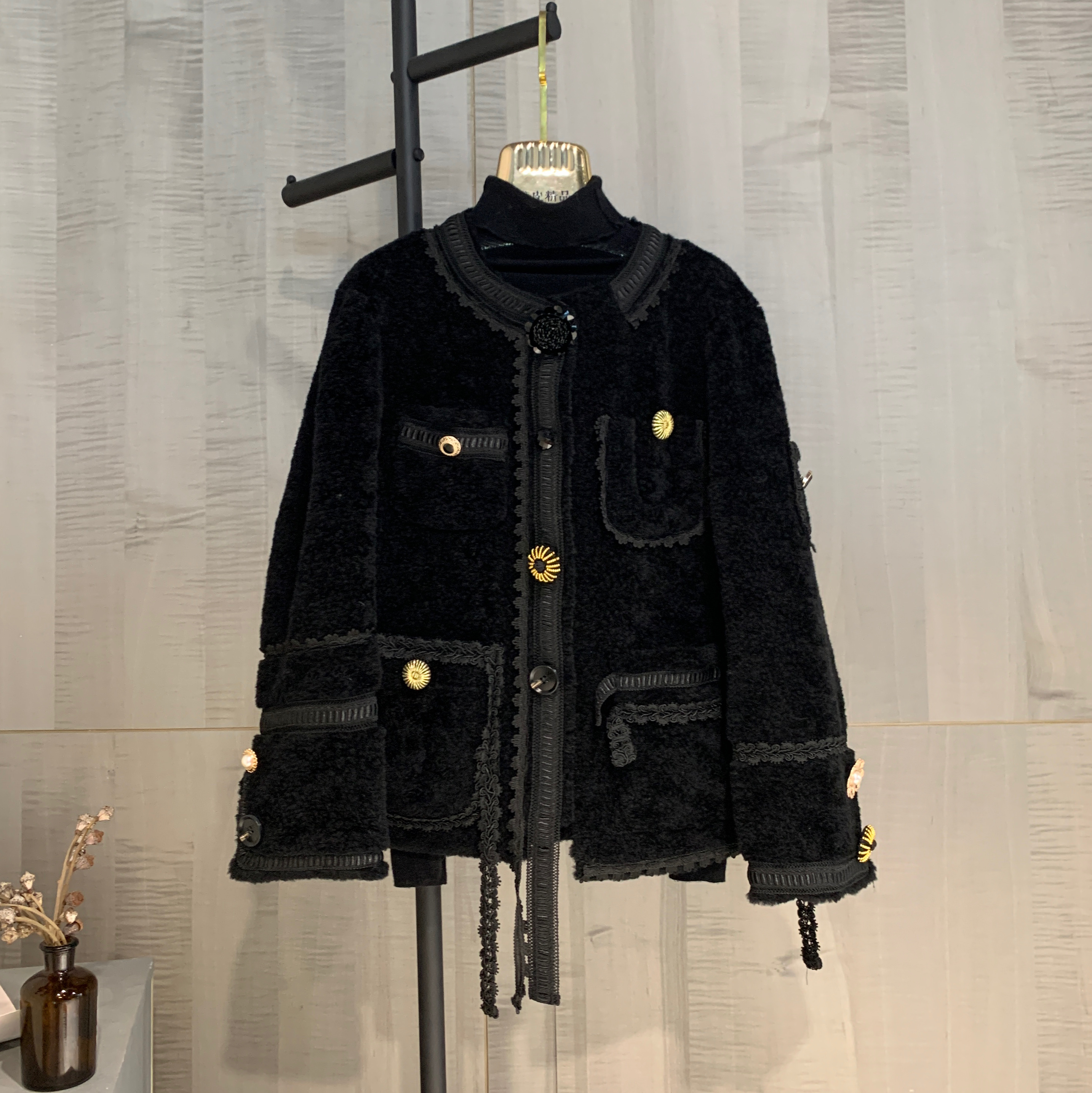 反季清仓重工小香风短款羊剪绒大衣女小个子皮毛一体羊毛年轻外套