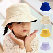 儿童渔夫帽定制高品质亲子户外登山水桶帽子纯色纯棉光板盆帽批发