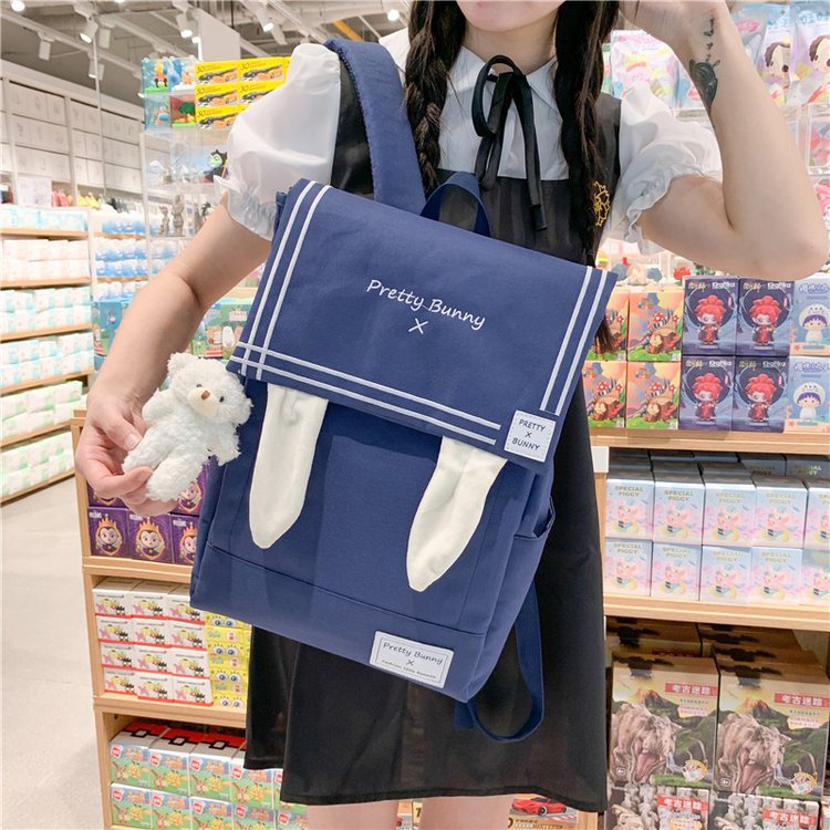 Korean Style Preppy Style Anime Peripheral Soft Girl Student JK Cute Rabbit Ears Backpack Japanese Style Funny Schoolbag Female