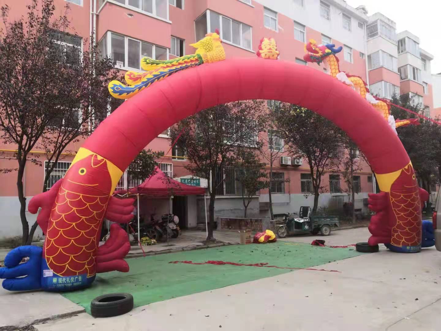 广告款拱门婚庆开业庆典充气双龙拱门气球彩虹门