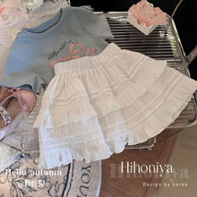 夏季潮2024款韩国童装时尚女童白色公主蛋糕裙裙裤甜美高级感蕾丝