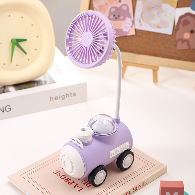 Cross-Border Small Train Fan Rechargeable Student Class Desktop Pencil Sharpener Mute Handheld Fan Kindergarten Gifts