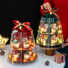 圣诞节蛋糕塔烘焙甜品纸杯蛋糕装饰插件创意马芬杯透明包装礼盒