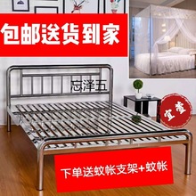 LW特厚304不锈钢床单双人床加粗钢床架钢艺床1.5米1.8米钢铁艺床