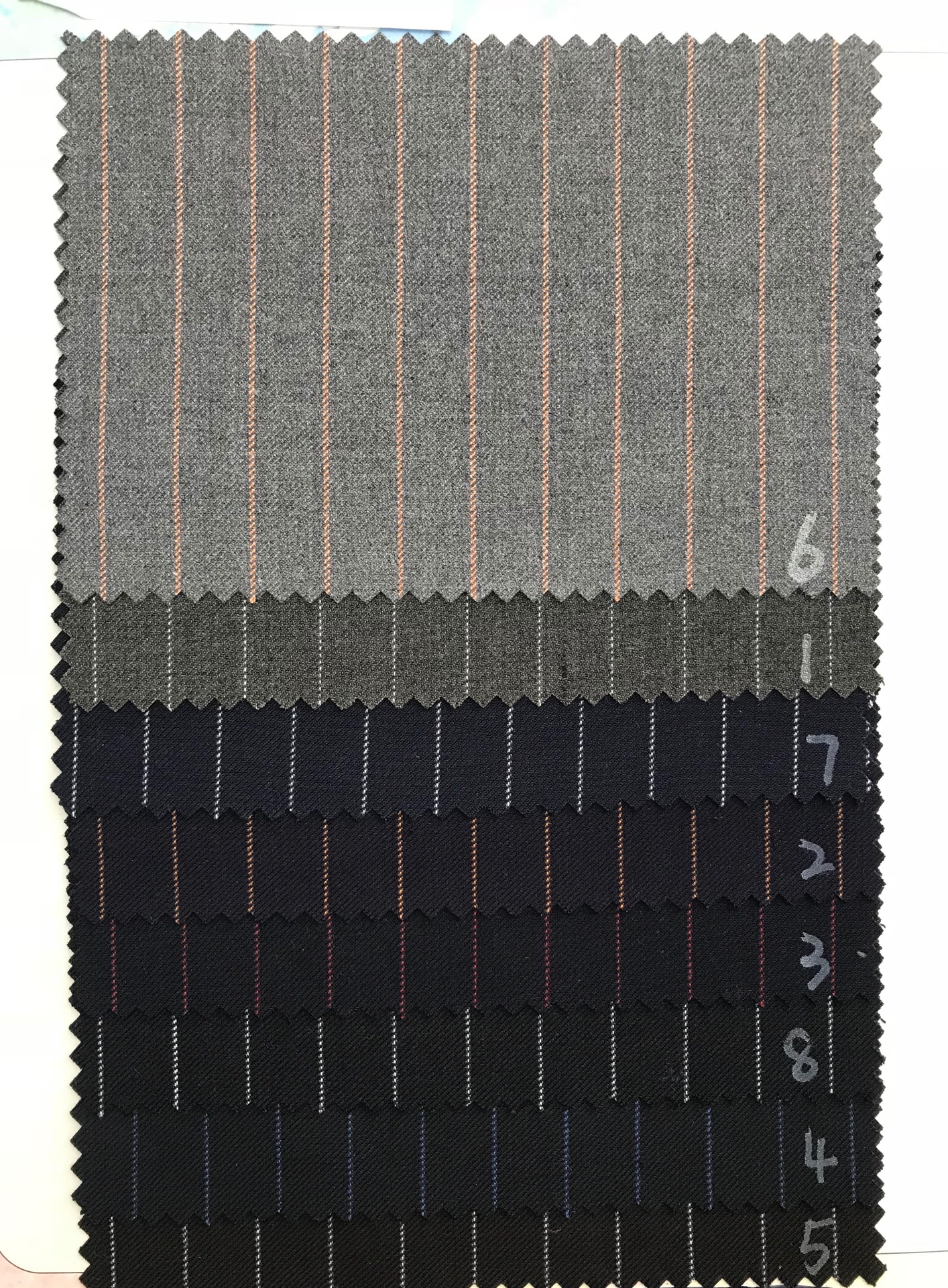 仿毛哔叽竖条纹西服面料弹力哔叽条纹职业装面料