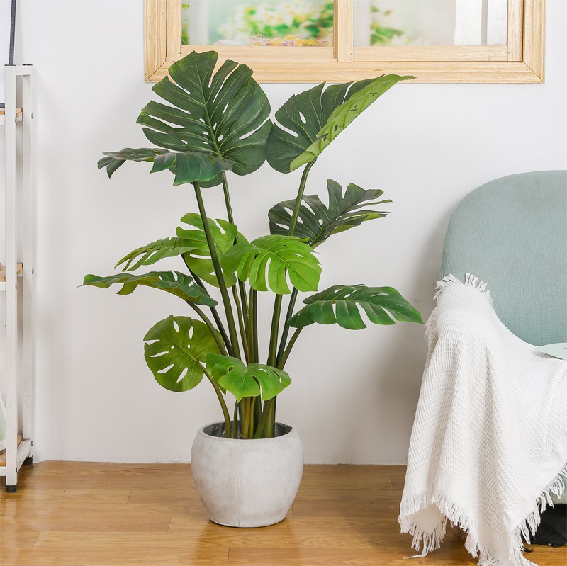 Monstera Deliciosa Simulation Green Plant Soft Decoration Millennium Taro Simulation Flower Pot Landscape Nordic Style Home Ornament Furnishing