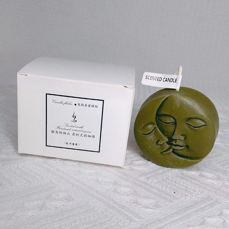 Aromatherapy Sun Moon Face Aromatherapy Candle Cross-Border AliExpress Amazon Abstract Moon Face Fragrance Candle