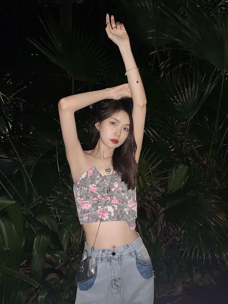 【胡楚靓 巴黎玫瑰】吊带背心内搭2022年春季新款性感抹胸上衣女