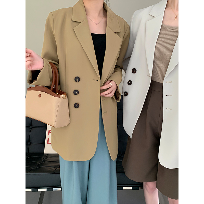 滔川博主风设计款三颗纽扣廓形西装西服休闲女气质外套2022春8232
