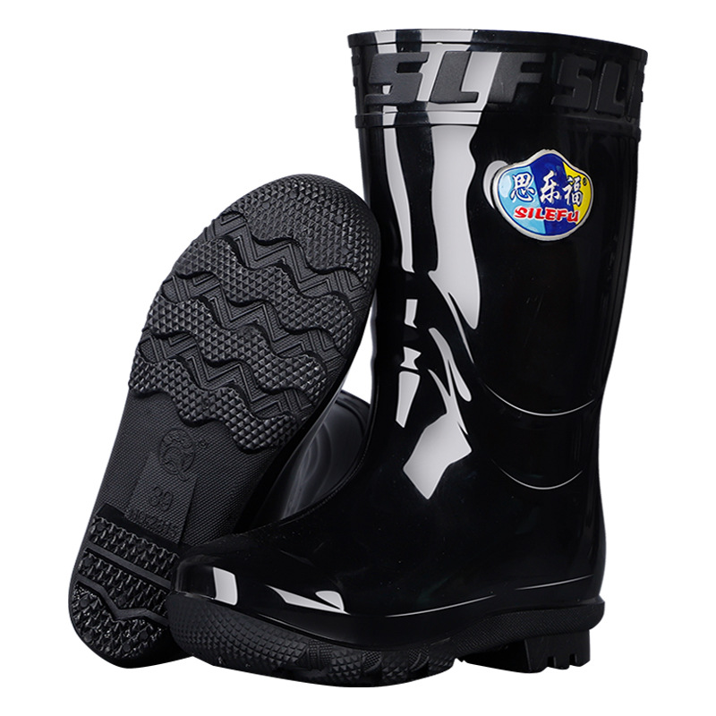 In Stock Wholesale Long Tube Thick Wear-Resistant Non-Slip Industrial and Mining Boots Labor Protection Men's High Tube Construction Coal Mine Construction Site Rain Boots