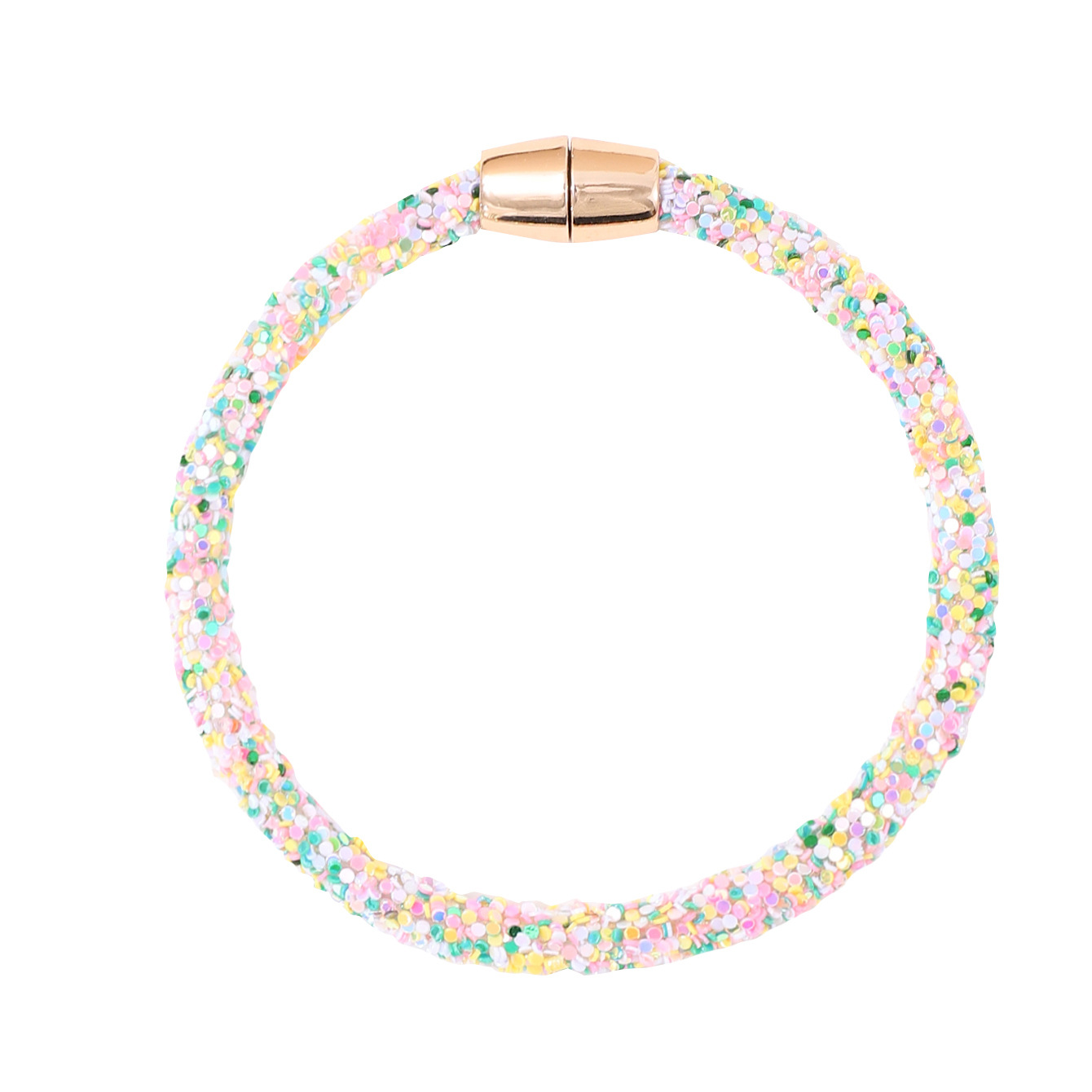 GREAT Sequin Particles Macaron Color Sweet Fairy Wind Magnetic Snap Bangle Bracelet Female Cross-Border Amazon