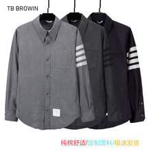 TB BROWIN新款羊毛衬衫男女同款tb色织衬衫韩版休闲外套一件代发