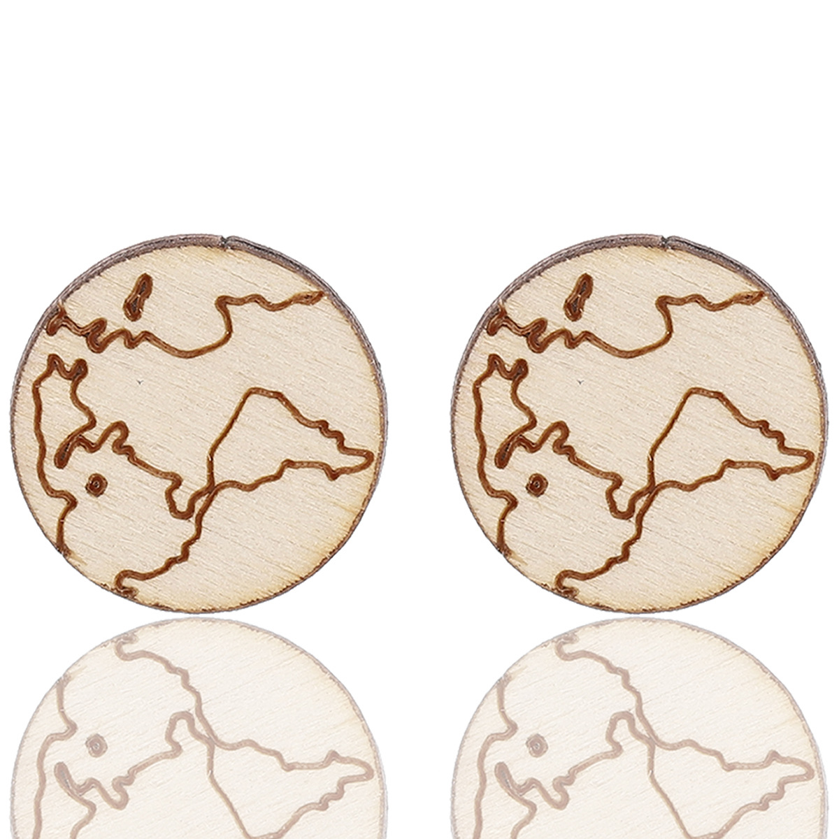 Cross-Border Retro Carved Wooden Decoration Earrings Eardrop Map Circle and Creative Ornament Amazon AliExpress
