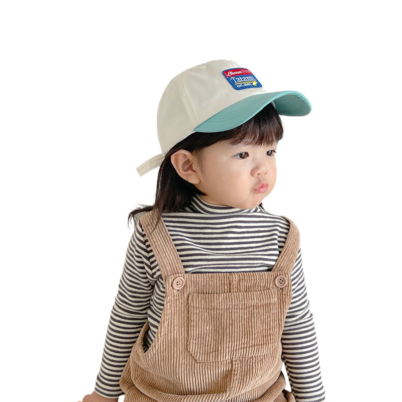 INS Children's Hat Spring and Autumn Stitching Peaked Cap Baby Spring Thin Baseball Cap Boys and Girls Sun Hat Tide