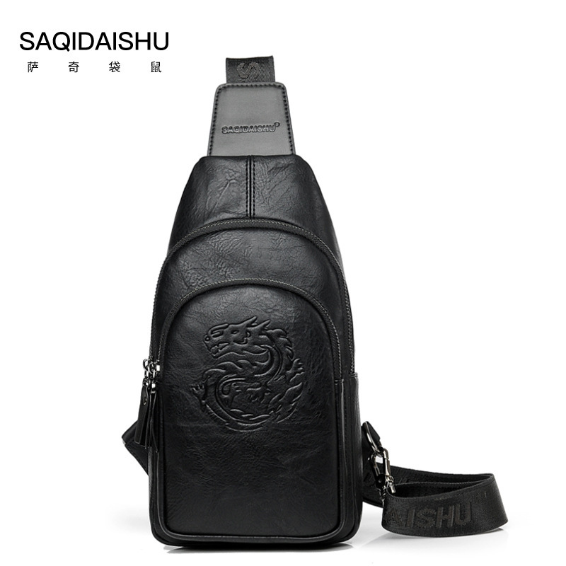 休闲男包新款男士胸包休闲复古单肩包韩版 潮斜挎包 一件代发