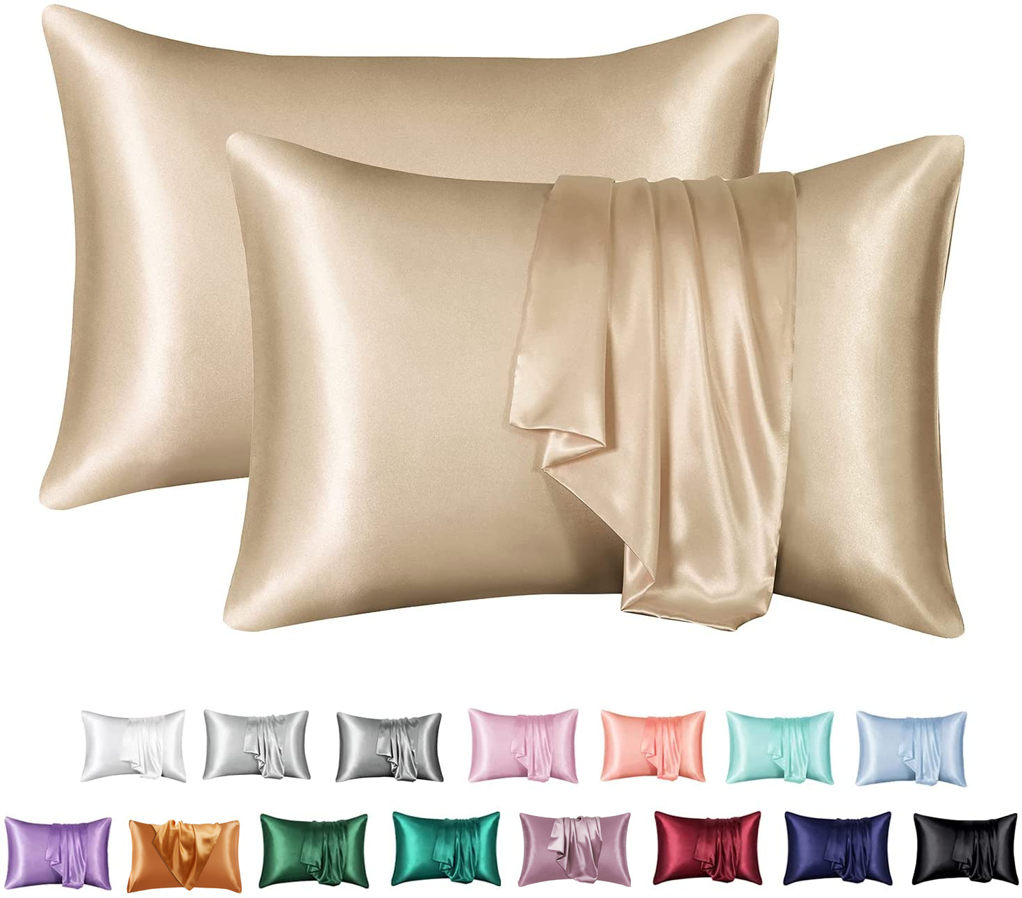 Cross-Border Silk-like Solid Color Satin Pillowcase Envelope Pillow Pillow Pillow Cases Wholesale Pillow Pair Multi-Color