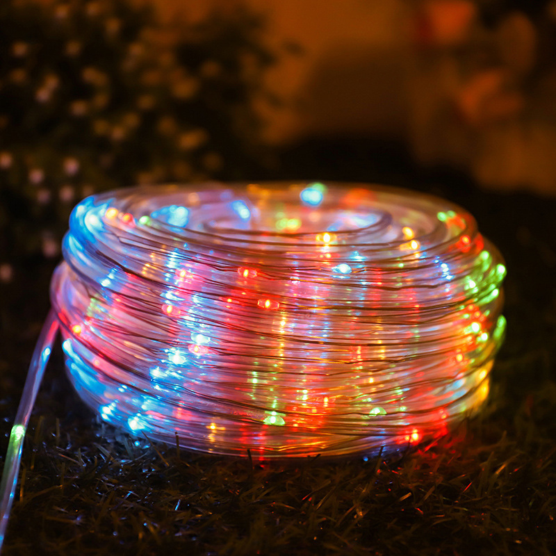 LED Solar Leather Tube Light PVC Rainbow Tube Copper Wire Light Street Beautifying Waterproof Holiday Decoration Multifunctional String