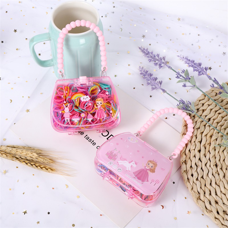 Candy-Colored Hair Tie Cute Girl Heart Pink Bag Disposable Hair Rope Hair Rubber Band Children Hair Accessories